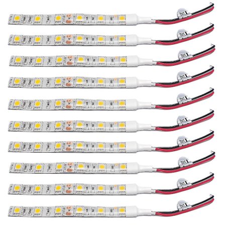 10 stk. 10 cm vanntette varmhvite 5050 LED-stripelys DC 12V campingvogn båt bil