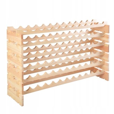 Puinen viiniteline 72 pullolle – pinottava muotoilu