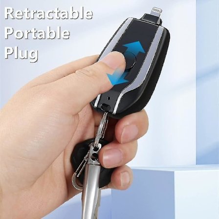 1500mah nøglering telefonoplader, mini nødstrømspod kompatibel med iPhone eller Type-c hurtigopladning powerbank nøglering(Til Type-c,Sort)