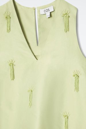 COS Women's Embellished Mini Shift Dress in Green