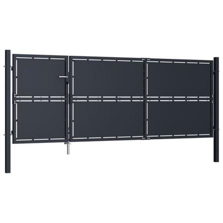 Vidaxl Trädgårdsgrind Stål 350x125 Cm Antracit Antracit