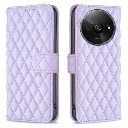 SKALO Xiaomi Redmi A3 BINFEN COLOR Quiltat Plånbok - Lila Lila