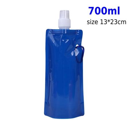 480/700 ml Bärbar Ultralätt hopfällbar vattenpåse Mjuk kolvflaska Utomhussport Vandring Camping Vattenpåse Vikbar vattenhink 700ML blue