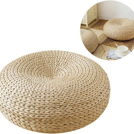 Håndvævet stråpude til meditation