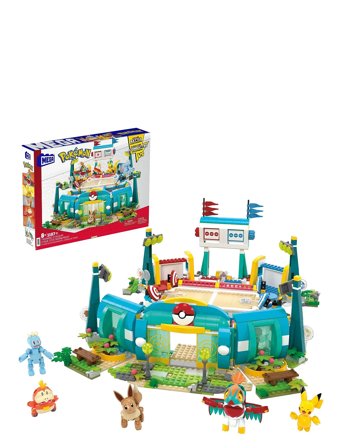 Pokémon Traning Stadium Building Toy Kit, With 5 Action Figures For Kids Patterned Mega