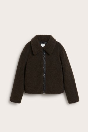 Kappahl | Krótka kurtka ze sztucznego futra Ciemnobrązowy S | Ciemnobrązowy