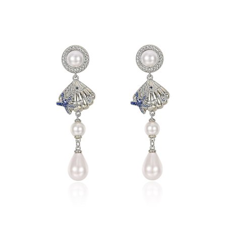 Nischdesign Blå sjöstjärna zirkon retro tofs örhängen High-end temperament utsökta örhängen Shznv