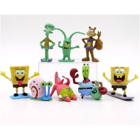 Sett med 8 SvampeBob Firkant Carlo Tentakel Patrick Sjøstjerne