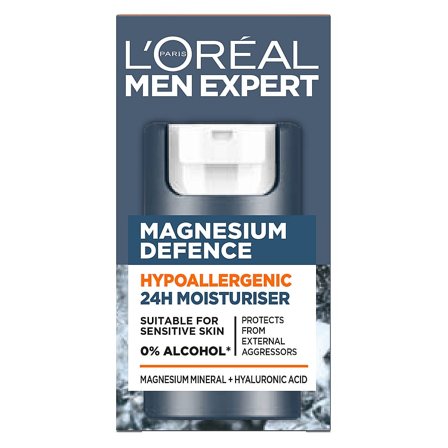 L'Oréal Paris Men Expert Magnesium Defence Hypoallergenic 24H Moisturiser 50 ml, Skincare, Ansigtspleje, Dagcreme