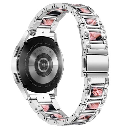 Klockarmband i resin med strassdekor för Samsung Galaxy Watch 4 - Silver / Svart Rosa Mix
