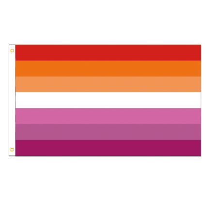 Lesbisk Pride Flagga 3x5 Ft - Sunset Les Rainbow Banner Stripes Flagga tryckt banderoll
