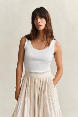 GANT Damen Geripptes Tanktop (XXL) Weiß