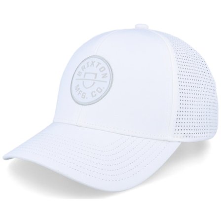 Brixton - Crest X Medium Profile White/White Trucker Trucker White Cap - @ Hatstore