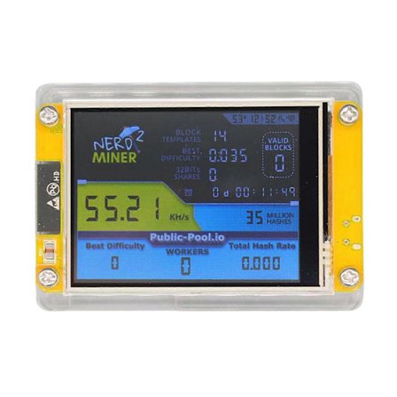 Nerd Miner v2 Solo Bitcoin Miner - Lotteri Miner - Krypto Miner - 2.8 Skärm
