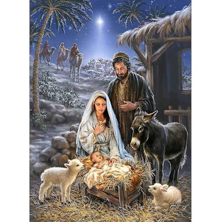 5d diamantmalerisæt,religionspræst hyrde Jesus julekrybbe, fuld bore-diy diamantkunst korssting maling efter tal (hyrde)