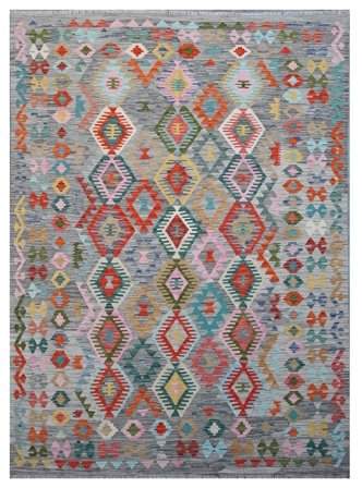 Tapete Oriental Kilim Afegão Old Style 183X248 Cinza Escuro/Preto (Lã, )