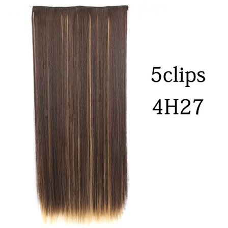 Syntetisk 22 32 tum 5 Clips Hårförlängning Värmebeständig falska hårstycken Långa vågiga frisyrer Clip In Hair Extensions