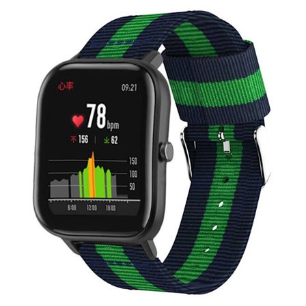 Amazfit GTS vertikalt klockarmband i nylon - Blå / Grön