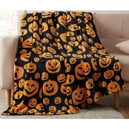 Halloween-tæppe - Plys Halloween-tæppe 127x152 cm - Hyggeligt flannel gråt Halloween-dekoration til fest sofa seng stue stil 3
