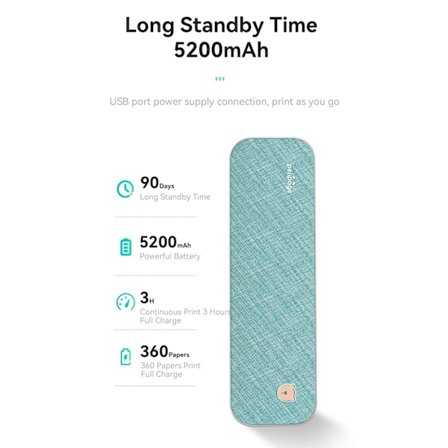 A4 Papir Printer Direkte Termisk Overførsel Trådløs Printer Mobil 216mm Mini Mobil Fotoprinter USB BT Forbindelse med 1 Rulle Termisk Papir