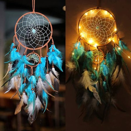 Unelma-amuletit valoilla lastenhuoneen sisustukseen, käsintehty unelma-amuletit L