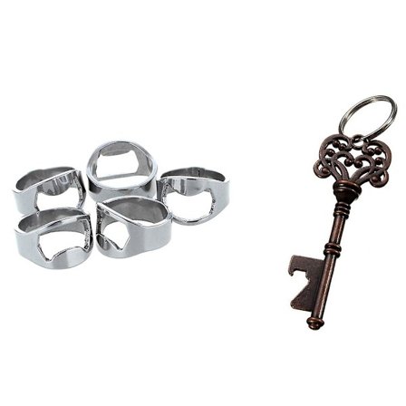 5X Metall Finger Tommel Nøkkelring Ring Ølflaskeåpner Bar Rem Antikk Nøkkelform Vin Ølflaske