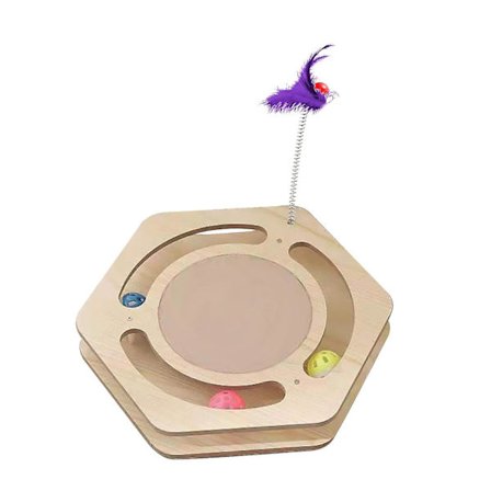 2-etagers Katteskraber Legetøj Interaktiv Spor Bold Teaser Pind