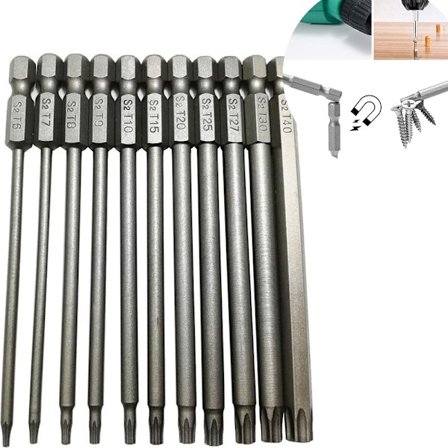 Ruuvimeisselikärjet (11 kpl), Ruuvimeisselikärkisarja, Pitkä Torx, ruuvimeisselisarja, Hollow Torx -kärkisarja,