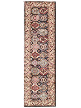 Dywan Kazak Fine 82X274 Chodnikowy Brunatny/Ciemnoczerwony (Wełna, Afganistan)