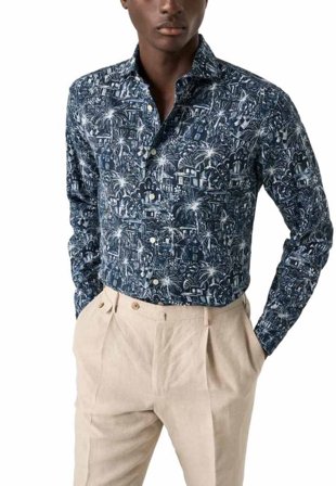 Eton Gauidi Garden Skjorta Slim Fit Skjortor Herr Blå 41