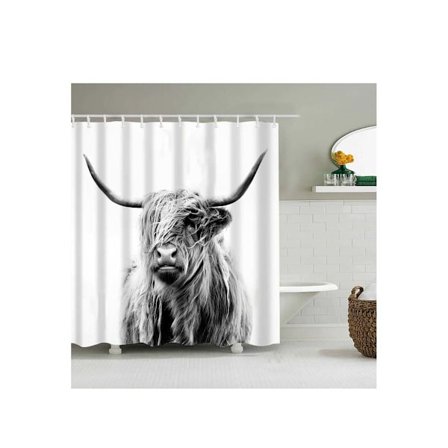 Bruseforhæng Højlandsko Tryk Vandtæt Stof Badeværelsesindretning (150*180cm)-1