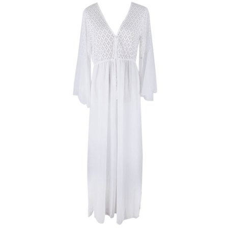 Sommer Strand Cover Up Kvinner Blonde Lang Strandkjole Tunika Sarong Badedrakt