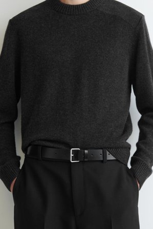 COS Men's Signature Leather Belt in Black