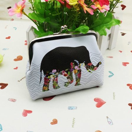 Trykt myntpose Vintage Pouch Buckle Clutch Bag Lommebøker Elefant 12x10cm