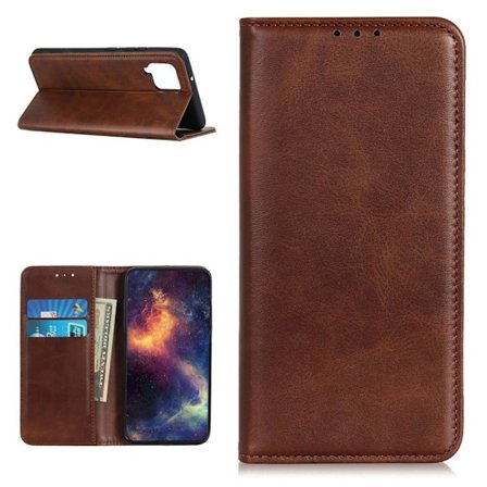 Wallet-style ægte Læder Flipcase til Samsung Galaxy A12 5G - Kaffe