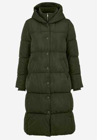 Cellbes of Sweden - Lang vinterfrakke i mørkegrøn til damer i størrelse 42/44