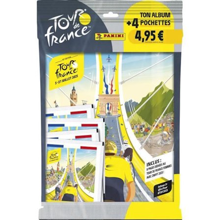 Startpaket - PANINI - TOUR DE FRANCE 2025 - Album + 4 fodral - 20 klistermärken