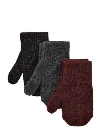 Magic Mittens 3 Pack W. Lurex Accessories Gloves & Mittens Mittens Brun Mikk-Line