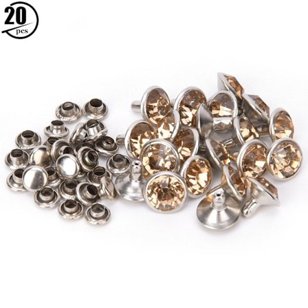 20 sarjan värikkäät hopeiset strassiniitit DIY-laukkujen, kenkien ja vaatteiden koristeluun 10mm10mm hopeanvalkoinen syvä meripihkan väriset strassit