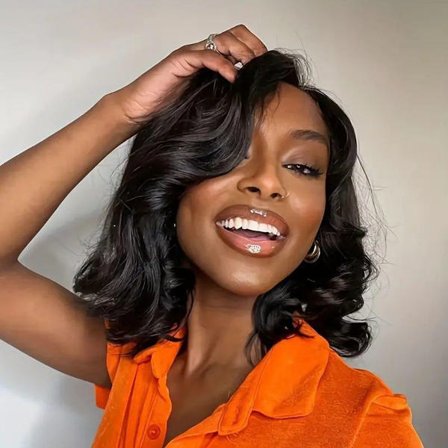 Ekte hår parykk, bølgete parykk, egnet for kvinner