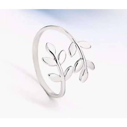 Rostfritt stål silver roséguld pläterade blad löv lager justerbar gren ring smycken-silver