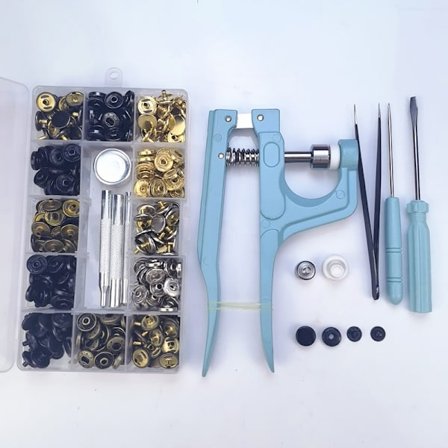 Syning med trykknapper med monteringsværktøj