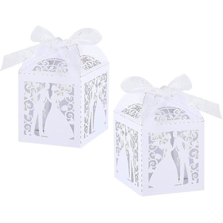 Festdragereske 50 Bryllupsgodteribokser Godteribesk Sjokoladegave Med Bånd Bryllupsdekorasjon, Dåp, Bursdag