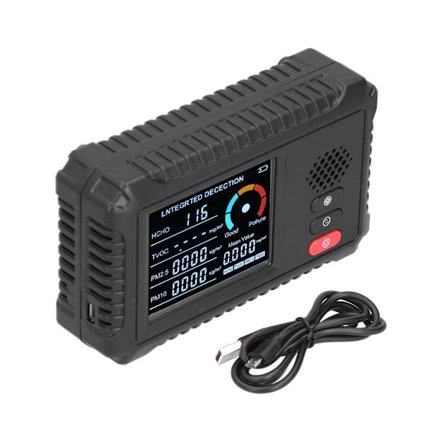 Multifunksjonell Luftkvalitetsmåler Formaldehyd PM2.5 PM10 Detektor for Hjemmekontor