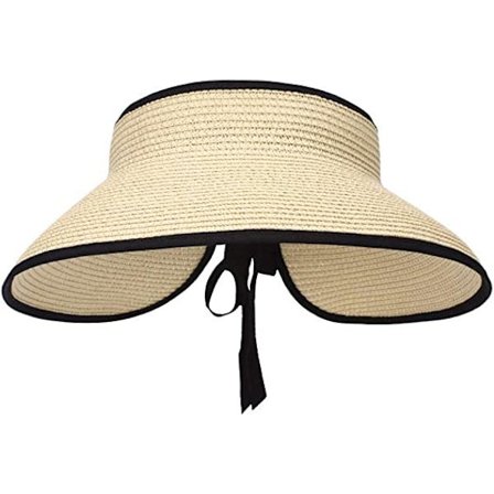 Beige stråhatt kvinner solhatt justerbar ingen topp for strandreise