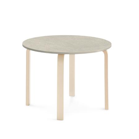 Tisch ELTON, Ø 900x640 mm, Linoleum grau, Birke