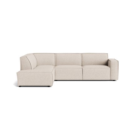 Lyon Ecksofa, links in Aragon Beige, modernes Design, unifarbenes Polstersofa für fantastischen Stil, komfortable Sitzfläche, Breite 80cm