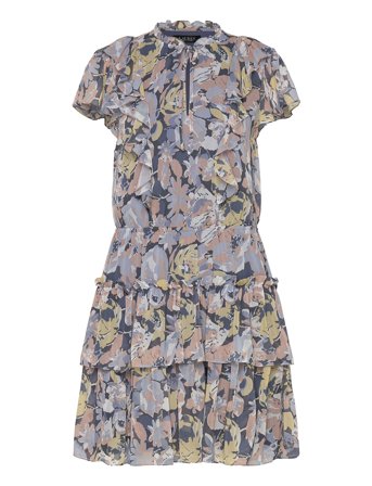 Floral Ruffle-Trim Georgette Dress Patterned Lauren Ralph Lauren