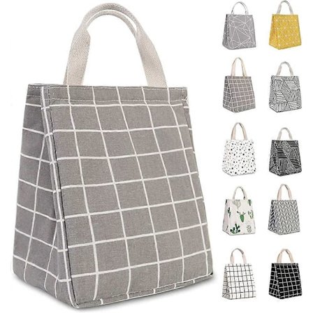 Isolert Lunsjbag Kjølebag Lunsjboks Tote for Kvinner Menn Voksne Barn (Grå)