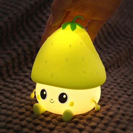 Sød Jordbær Natlampe - Silikone Batterilampe til Børn & Babyer, Dæmpbar LED Sengelampe, USB-opladning, Rumdekoration til Pigeværelse_TF_TF